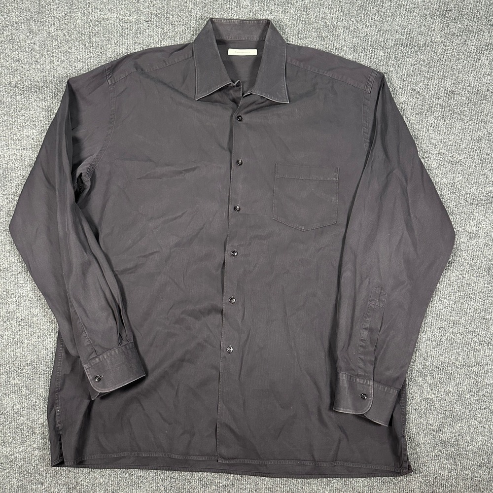 Ermenegildo Zegna Charcoal Grey Cotton Button Up Shirt LS Men's Size 3XL